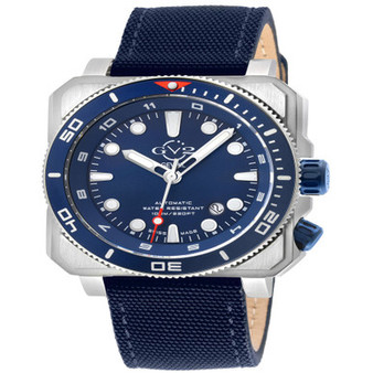 Men's Xo Submarine Swiss Automatic Blue Canvas Strap Watch 44mm