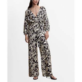 Women's Bow Geometric Print Jumpsuit