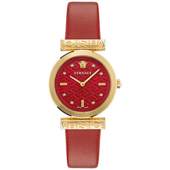 Women's Swiss Regalia Red Leather Strap Watch 34mm