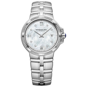 Women's Swiss Parsifal Diamond-Accent Stainless Steel Bracelet Watch 30mm