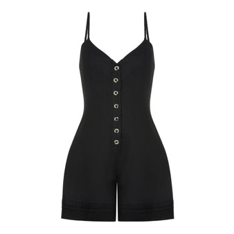 Women's Mini Linen V-Neck Jumpsuit