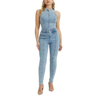 Women's Penny Zip-Front Sleeveless Jumpsuit