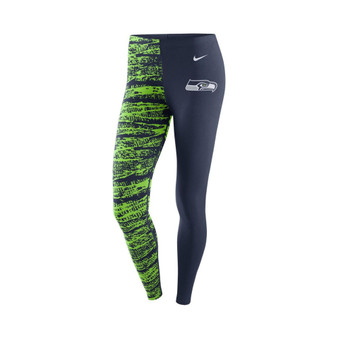 Women's College Navy, Neon Green Seattle Seahawks Leg-A-See Leggings