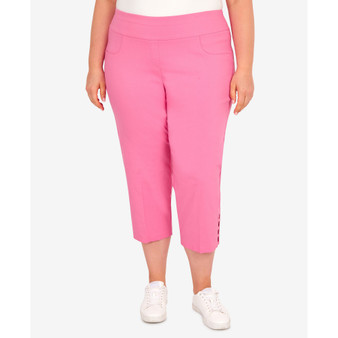 Plus Size Blue Bouquet Solid Capri Pants