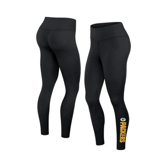 Women's Branded Black Green Bay Packers Wordmark Stacked Leggings