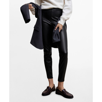 Women's Leather-Effect Split Hems Leggings