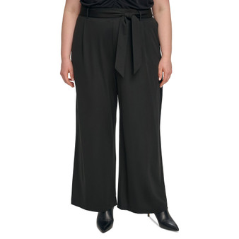 Plus Size High-Rise Belted Pull-On Pants