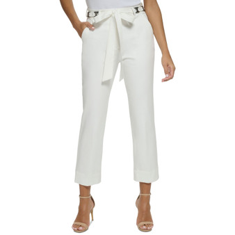 Women's Solid-Color Hardware Tie Pants