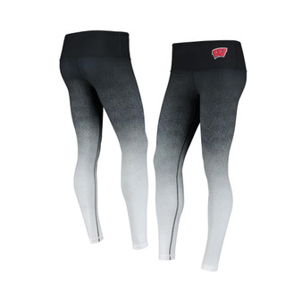 Women's Black and White Wisconsin Badgers Geometric Print Ombre Leggings