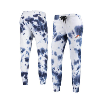 Women's White, Navy Denver Broncos Melody Tie-Dye Jogger Pants
