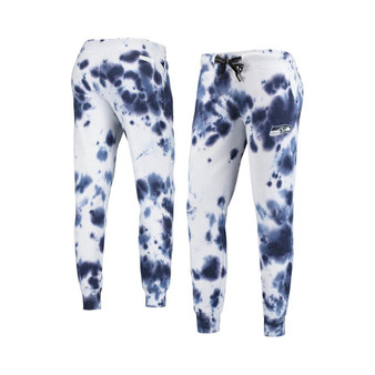 Women's White and College Navy Seattle Seahawks Melody Tie-Dye Jogger Pants