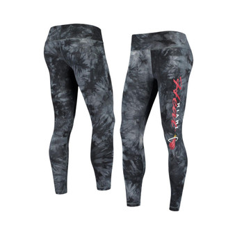 Women's Black Miami Heat Burst Tie-Dye Leggings