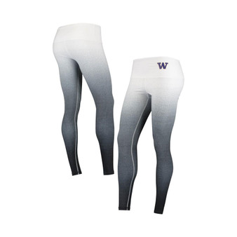 Women's White, Black Washington Huskies Static Print Ombre Leggings