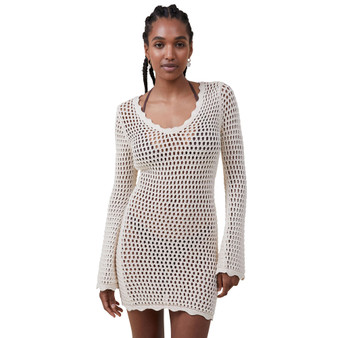 Women's Crochet Long Sleeve Mini Dress