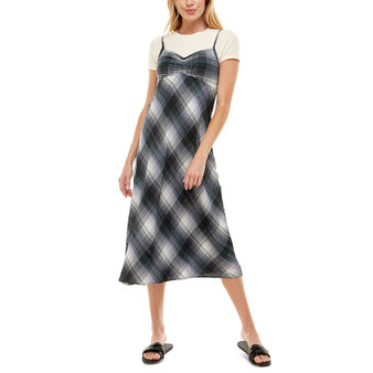 Juniors' Plaid Midi Slip Dress With T-Shirt