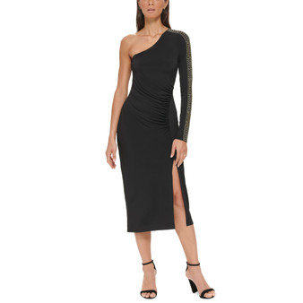 Women's One-Should Embellished-Sleeve Midi Dress