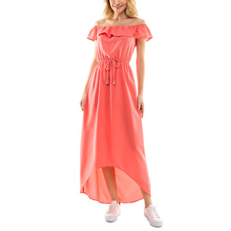 Off-The-Shoulder High-Low Maxi Dress