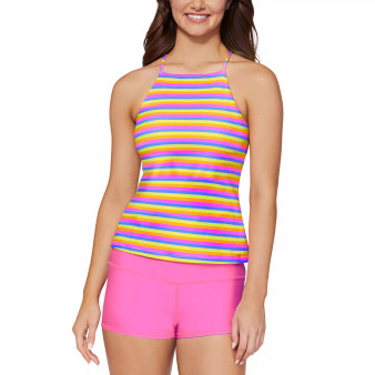 Juniors' High-Neck Tankini Top & Boardshorts