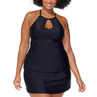 Plus Size Rosalie Keyhole Tankini Top & Matching Swim Skirt
