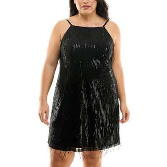 Trendy Plus Size Sequined Fringe Dress