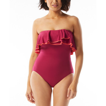 Contours Ruffled Strapless Tummy-Control One-Piece Swimsuit