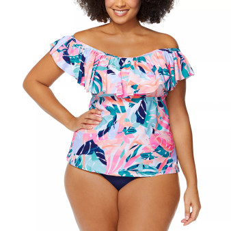 Trendy Plus Size Miami Nights Tortuga Tankini & Matching Bottoms