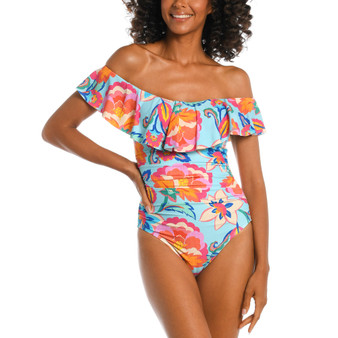 Women's Breezy Beauty Off-The-Shoulder Ruffle One-Piece Swimsuit