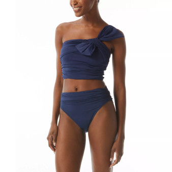 One-Shoulder Bow Bikini Top & Ruched Bottoms