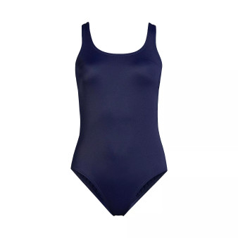 Women's Chlorine Resistant Scoop Neck High Leg Soft Cup Tugless Sporty One Piece Swimsuit