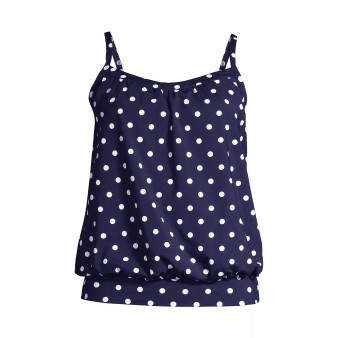 Women's Plus Size Blouson Tummy Hiding Tankini Swimsuit Top Adjustable Straps