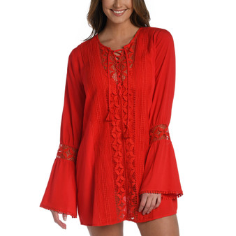 Women's Coastal Lace-Up Tunic Cover-Up