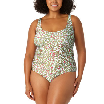 Plus Size Printed Bra-Back One-Piece Swimsuit