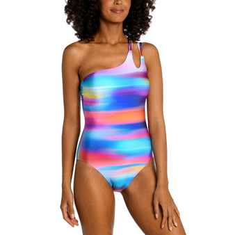 Women's Sunset Shores Strappy One-Shoulder One-Piece Swimsuit