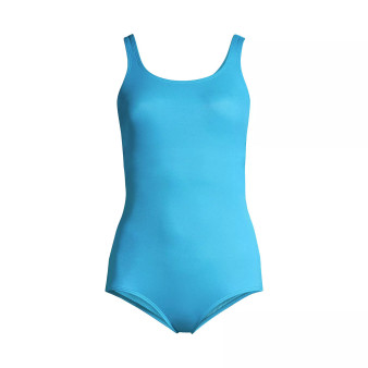 Women's Long Scoop Neck Soft Cup Tugless Sporty One Piece Swimsuit