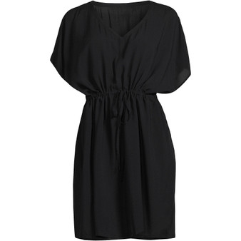 Women's Plus Size Sheer Modal Oversized Short Sleeve Gathered Waist Swim Cover-up Dress
