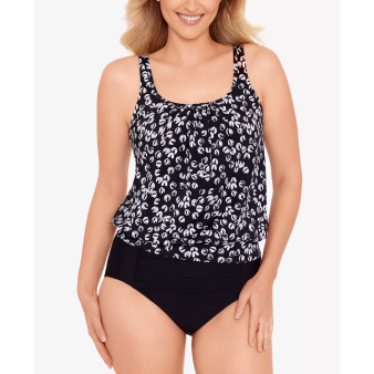 Women's Shirred Neck Blouson Tankini Top & Bottoms
