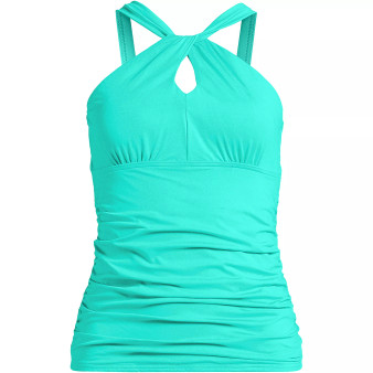 Women's Chlorine Resistant High Neck to One Shoulder Multi Way Tankini Swimsuit Top