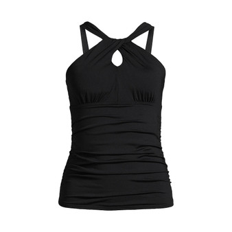 Women's Plus Size Chlorine Resistant High Neck to One Shoulder Multi Way Tankini Swimsuit Top