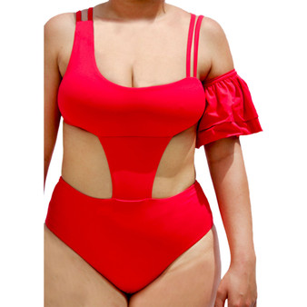 Rafa ruffle sleeve high waisted one piece women's swimsuit