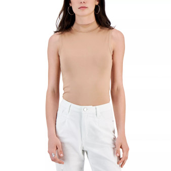 Juniors' Mock-Turtleneck Double Layer Bodysuit