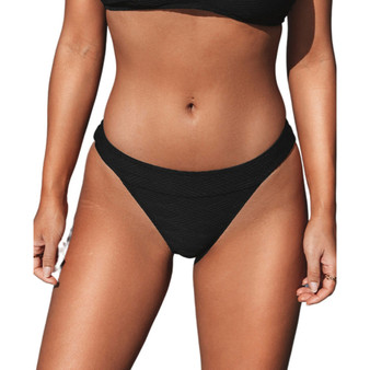 Women's Bikini Bottom High Cut Mid Waist Cheeky Bathing Suit