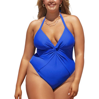 Women's Boho Rhapsody Twisted Halter Cheeky Plus Size One Piece Swimsuit