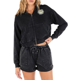 Juniors' Sunshine Smiley Zip-Up Hoodie