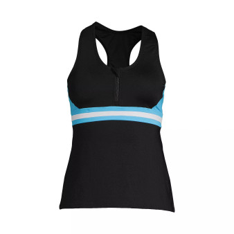 Women's Chlorine Resistant Zip Front Tankini Swimsuit Top