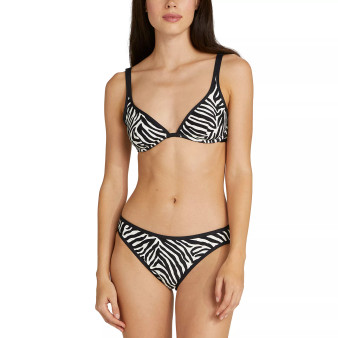 Women's Zebra-Print Bralette Bikini Top & Classic Bikini Bottoms