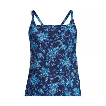 Women's Chlorine Resistant Square Neck X-Back Tankini Swimsuit Top