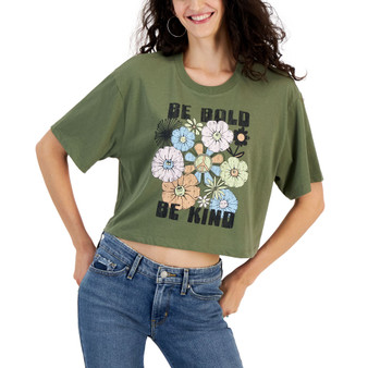 Juniors' Be Bold Be Kind Boxy Crop T-Shirt