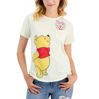 Juniors' Winnie The Pooh And Piglet Pocket T-Shirt