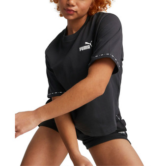 Women's Cotton Power-Tape-Logo Short-Sleeve T-Shirt