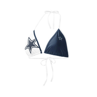 Women's Navy, White Dallas Cowboys Play Action Bikini Top
